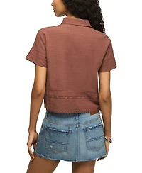 Lucky Brand Women's Lace Trimmed Button Front Camp Shirt