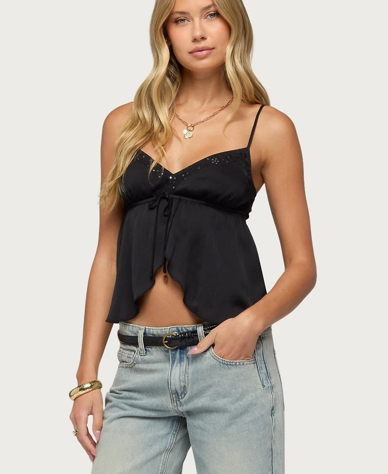 Edikted Women's Liby Spilt Front Babydoll Top