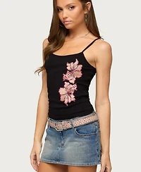 Edikted Women's Sylvanna Sequin Flower Tank Top