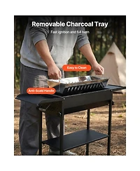 Cozito Foldable Charcoal Grill with Adjustable Height and Folding Side Tables