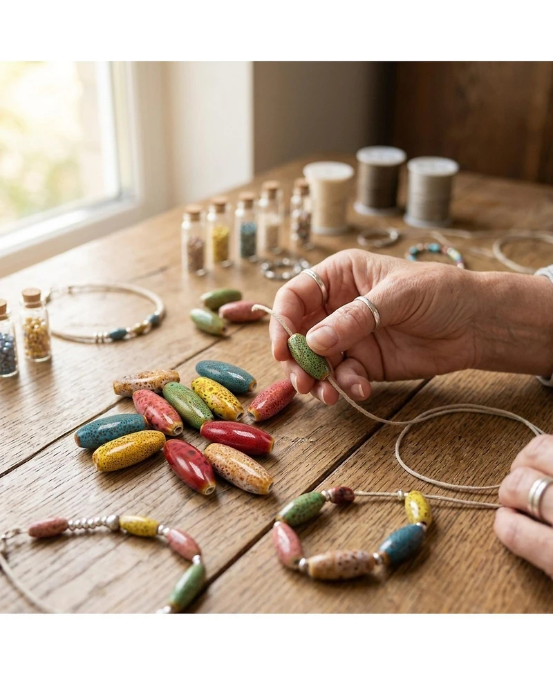 Sevorley 40Piece Set Ceramic Tube-Shaped Loose Beads for Diy Jewelry