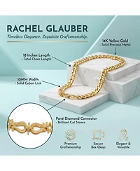Rachel Glauber 14k Yellow Gold Plated with Cubic Zirconia Miami Cuban Chain Door Knocker Necklace