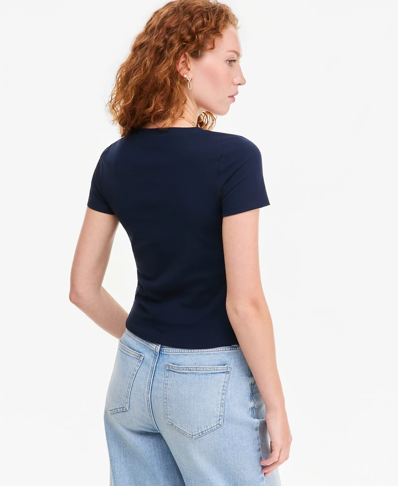 On 34th Women's Cropped V-Neck Meet & Greet T-Shirt, Macy's Exclusive