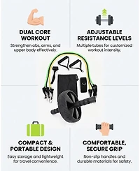 Sevorley Resistance Training and Ab Bundle with Tube Kit and Sturdy Ab Wheel