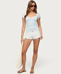 Edikted Women's Layered Lacey Striped T Shirt