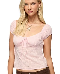 Edikted Women's Delyla Eyelet Henley Top