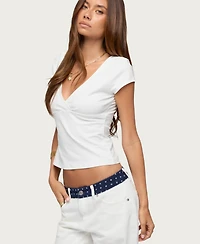 Edikted Women's Penelopy Overlap V Neck T Shirt