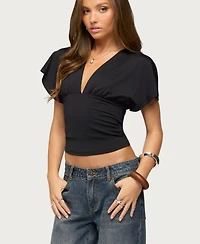 Edikted Women's Salie Back Cutout Flutter Top