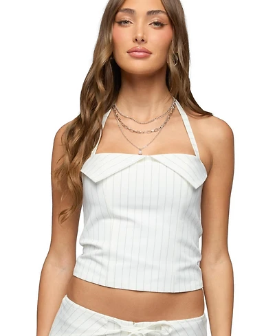 Edikted Women's Parker Pinstripe Halter Top