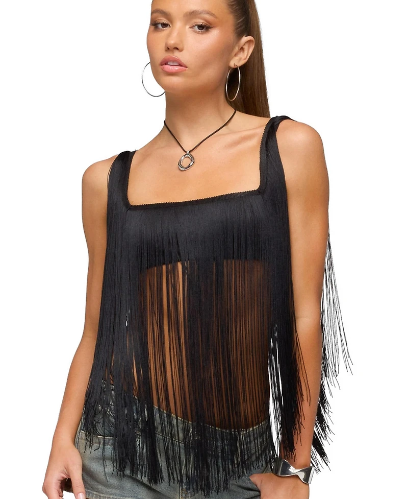 Edikted Women's Eranthe Fringed Crop Top