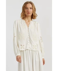 Chinti & Parker Women's Linen-Blend Broderie Blouse