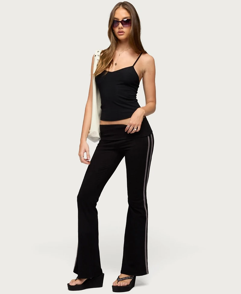 Edikted Women's Charly Foldover Stripey Flared Pants