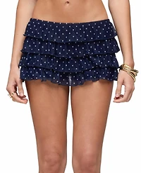 Edikted Women's Ruffled Polka Dot Mesh Micro Skort