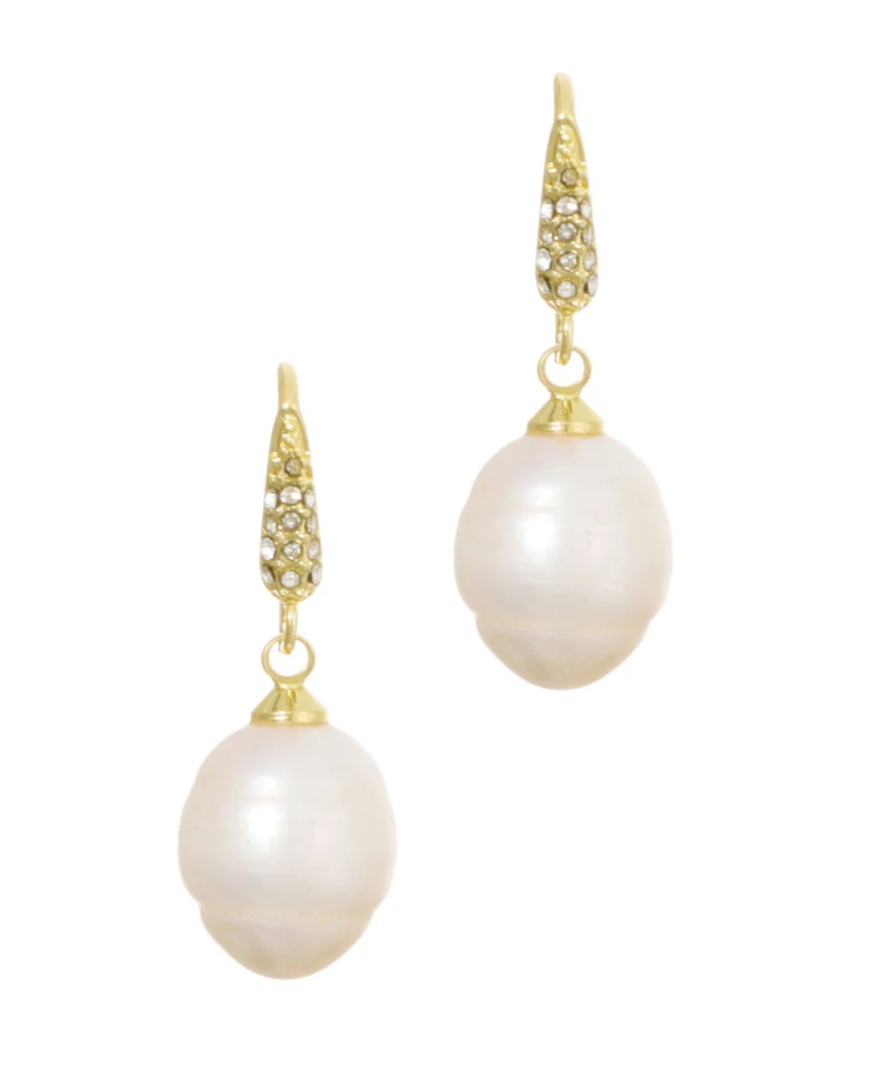 Adornia Gold Natural Freshwater Imitation Pearl Drop Earrings
