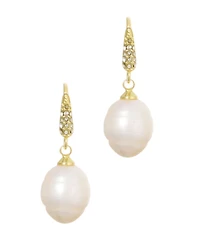 Adornia Gold Natural Freshwater Imitation Pearl Drop Earrings