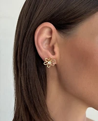 Adornia Gold Cubic Zirconia Flower Outline Stud Earrings
