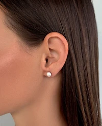 Adornia 5mm Natural Freshwater Imitation Pearl and Gold Ball Stud Earring Set