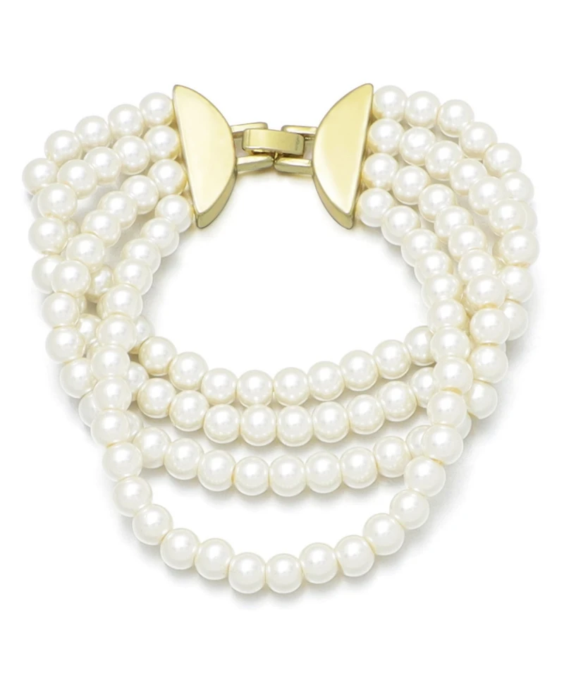 Adornia Imitation Pearl Multi-Strand Statement Bracelet