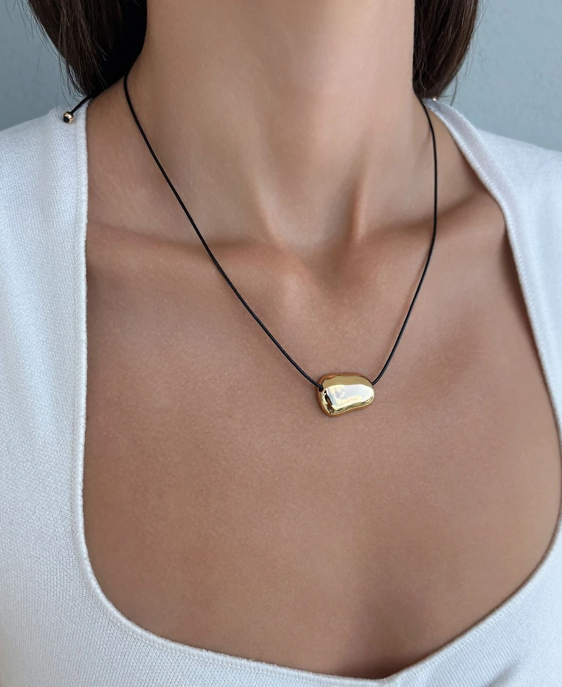 Adornia Gold Sliding Pebble on a Chord Necklace