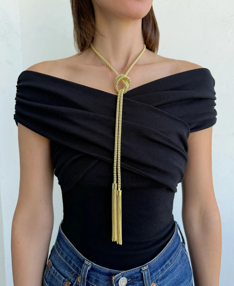 Adornia Gold Tassel Wrap Necklace