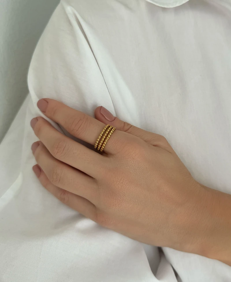 Adornia Tarnish Resistant Gold Set of Three Bead Rings