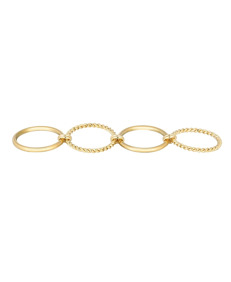 Adornia Tarnish Resistant Gold Four Band Connected Ring Set