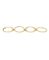 Adornia Tarnish Resistant Gold Four Band Connected Ring Set