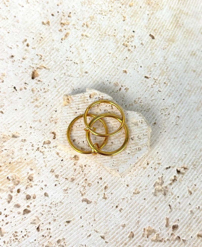 Adornia Tarnish Resistant Gold Three Band Connected Ring Set