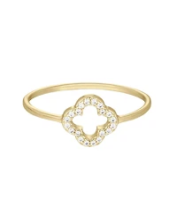 Adornia Gold Cubic Zirconia Outline Clover Ring