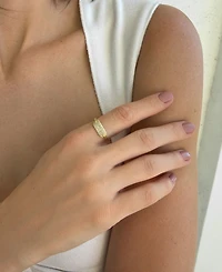 Adornia Gold-Plated Cubic Zirconia Plate Band Ring