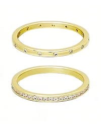 Adornia 14k Gold 1/2 Eternity and Dotted Band Set of 2 Rings