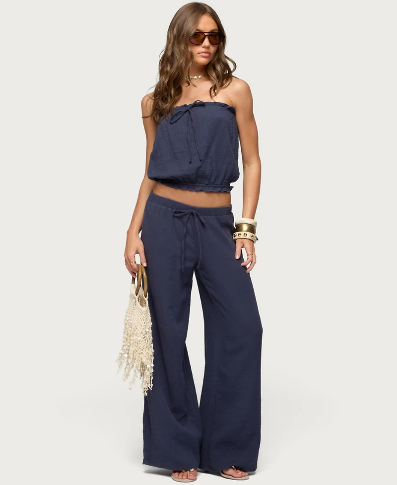 Edikted Women's Viktoria Wide Leg Gauze Pants