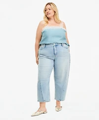 On 34th Trendy Plus Ames Barrel-Leg Jeans, Macy's Exclusive