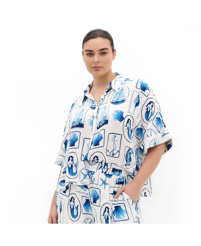 City Chic Plus Liana Amalfi Print Shirt