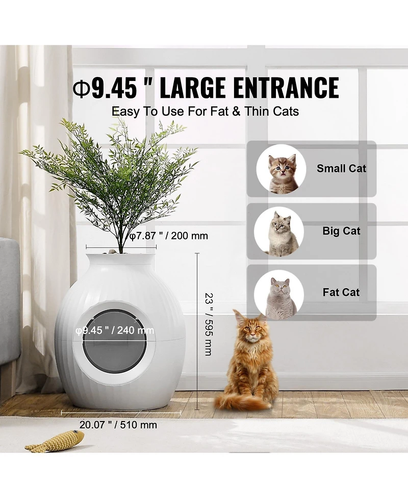 Cozito Plant Cat Litter Box Hidden Cat Litter Enclosure with 9.48 in Entrance and Lighting