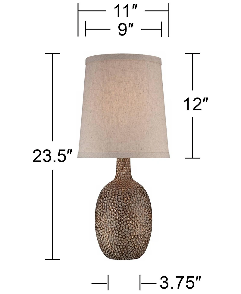 360 Lighting Chalane Accent Table Lamps 23 1/2" High Set of 2 Hammered Linen Shade for Bedroom Living Room Bedside House