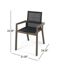 Clihome 2-Piece Acacia Wood Outdoor Dining Chairs Mesh Patio Armrest Chair