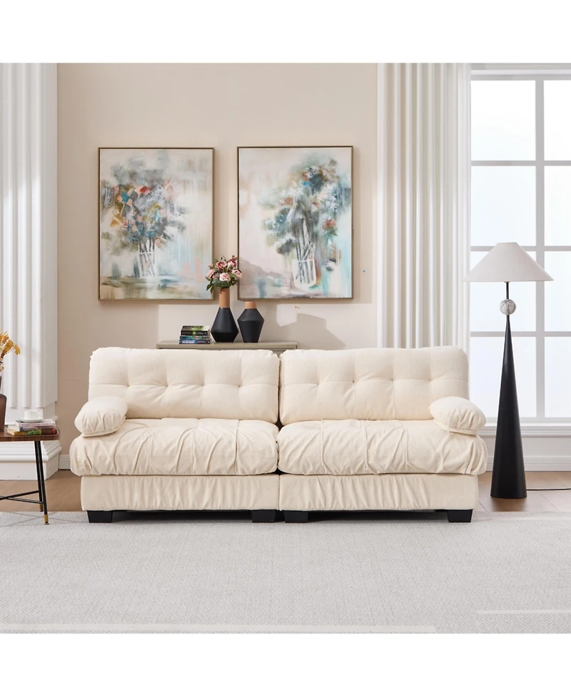 Clihome Modular Sectional Sofa, Deep Seat Cloud Couch with Plush Corduroy and Pillows
