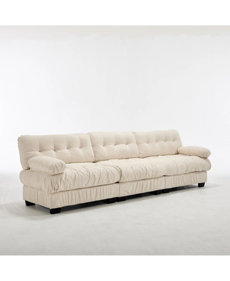 Clihome Modular Sectional Sofa,Cloud Couch, Modern Deep Seat Couches for Living Room, 3-Seater Comfy advanced flannelette Sofa Bedroom