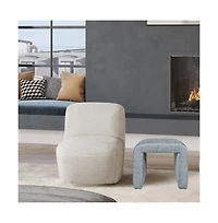Jofran Luxury Curved Upholstered Waterfall Jacquard Petite Ottoman Bench