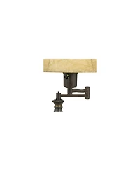 Regency Hill Traditional Swing Arm Desk Table Lamps 22.5" High Set of 2 Faux Leather Shade for Living Room Bedroom Nightstand Office