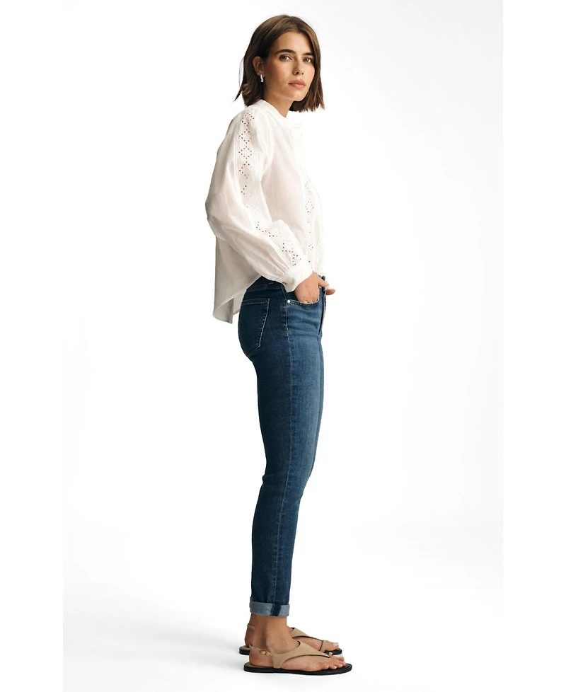Mavi Jeans Women's Kathleen Mid Rise Boyfriend Dark Brushed Feather