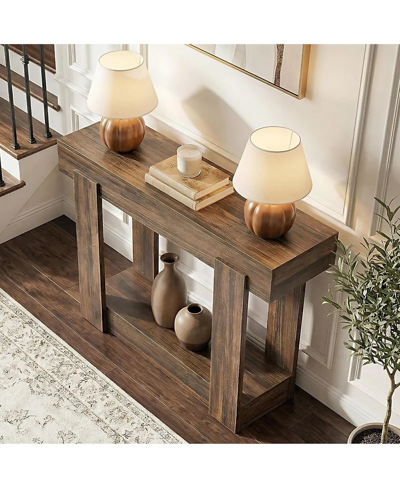 Tribesigns 41.34" Console Table with Storage Shelf, Narrow Entryway Table, Farmhouse Sofa Table Behind Couch