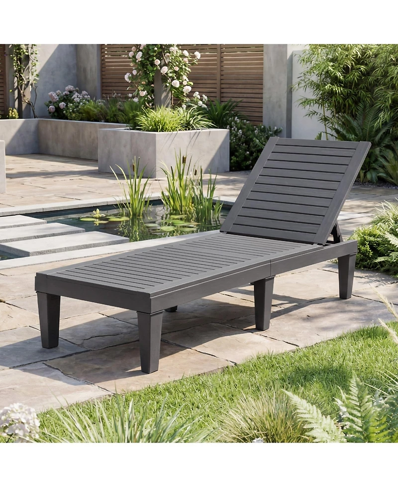 Sugift 5-Position Adjustable Pp Outdoor Chaise Lounge Chair, 75 x 23 in