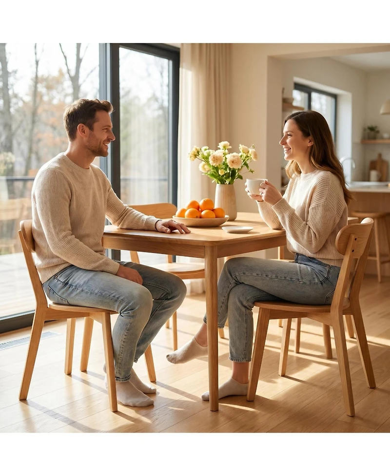 Rainsken Modern Dining Chairs Set of 4, Adjustable Foot Pads, Stable Reinforced Design, with Curved Backrest,for Dining Room, Study, Cafe