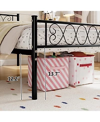 homfan Metal Platform Bed Frame with Headboard and Footboard, Metal Slats, 13.7 Inch Underbed Storage