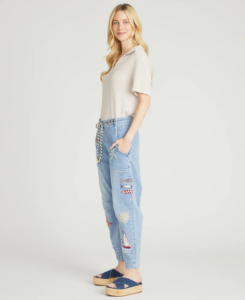 Driftwood Women's Twyla Going Coastal Wide-Leg Barrel Jeans