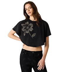 Steve Madden Women's Callum Floral Graphic Crewneck Knit Top
