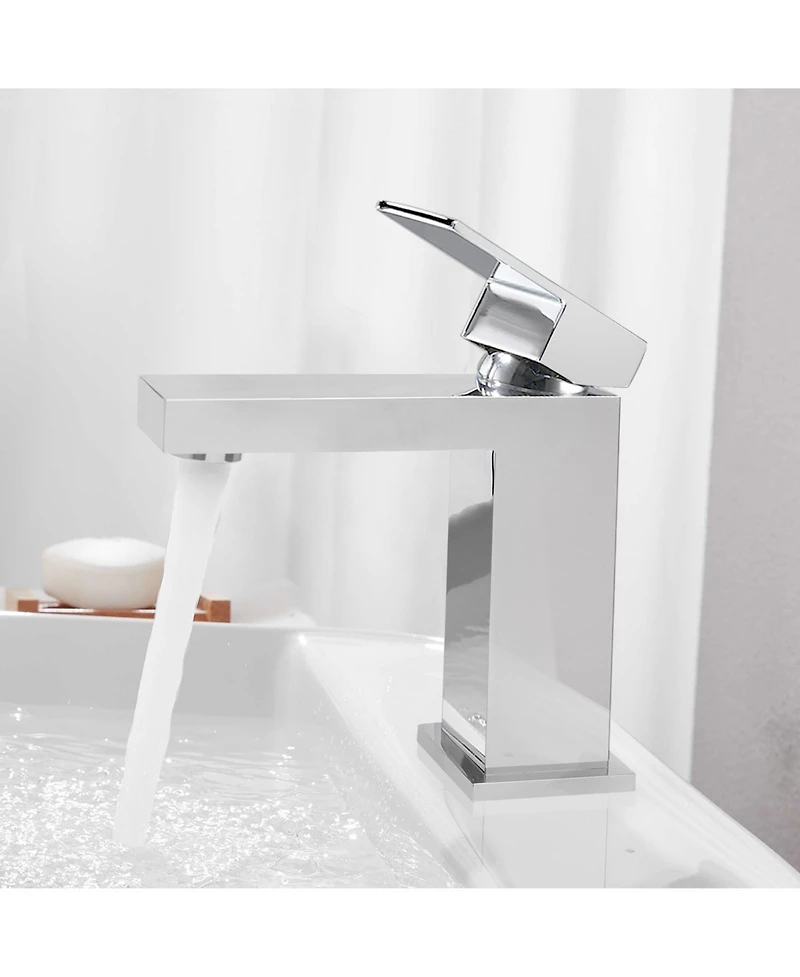 Midola Modern Chrome Bathroom Faucet, Single Hole Bathroom Faucet, Solid Brass Chrome Polished Bathroom Sink Faucet, Single Handle Heavy Duty