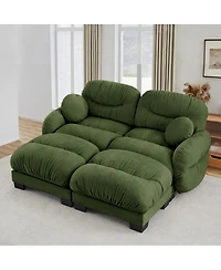 Streamdale Furniture Pleated Chenille 2-Seater Modular Sofa with 2 Ottomans and Pillows